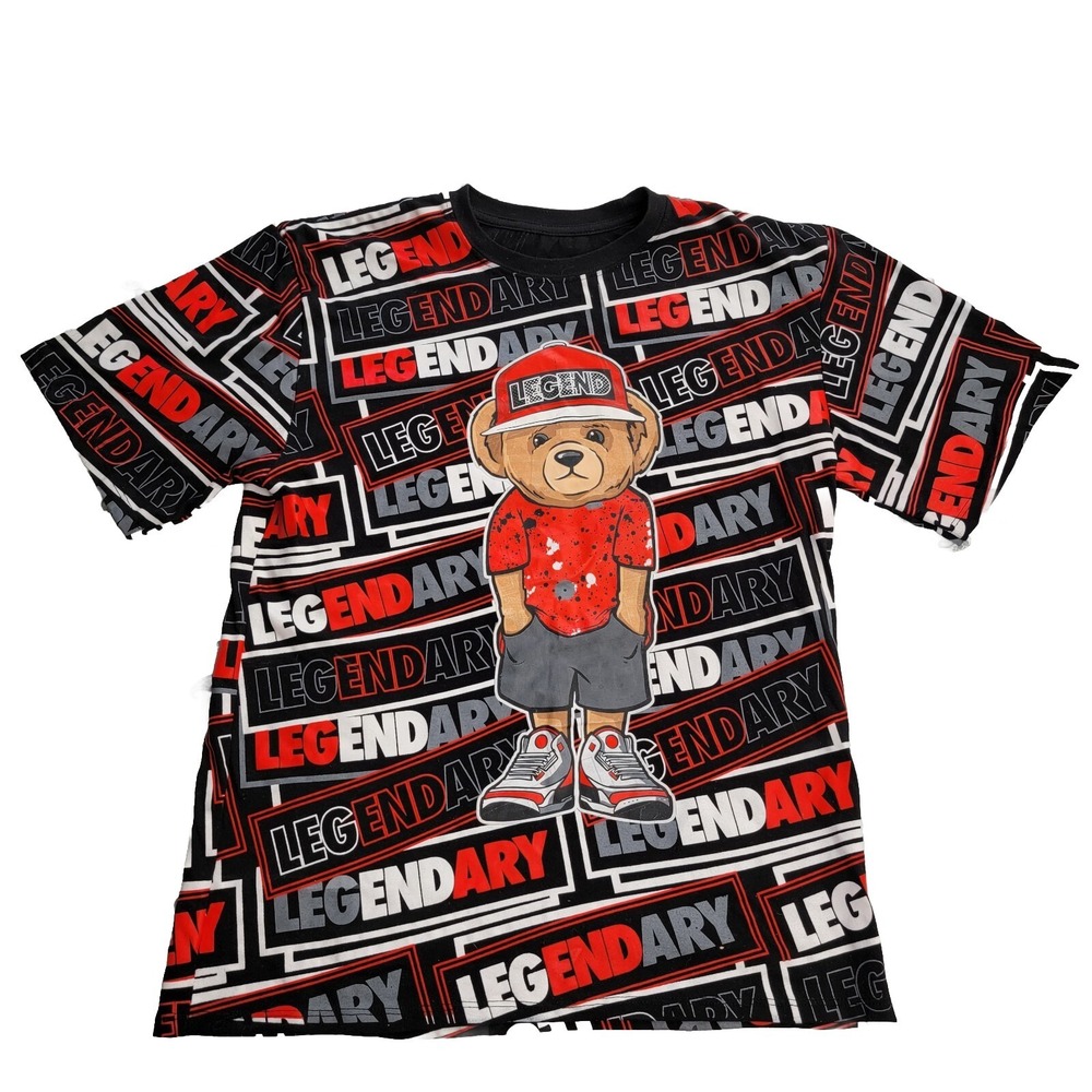 Bailey Apparel Hustle OG Bear T-Shirt Men M Women L Youth‎ XL All Over Print Red